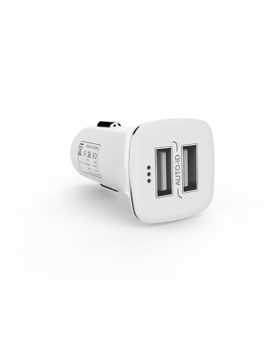 Зарядно устройство за кола DeTech, DE-C01, 5V/2.4A, 12/24V, 2 x USB, Бял - 14122
