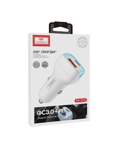 Зарядно устройство за кола Earldom ES-CC2, 1xUSB QC3.0, 1xType-C PD, Различни цветове - 40246