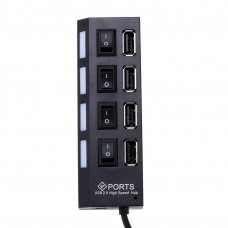 USB хъб No Brand, USB 2.0, 4 Порта, Черен - 12053