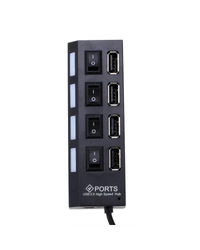 USB хъб No Brand, USB 2.0, 7 Порта, Черен - 12054