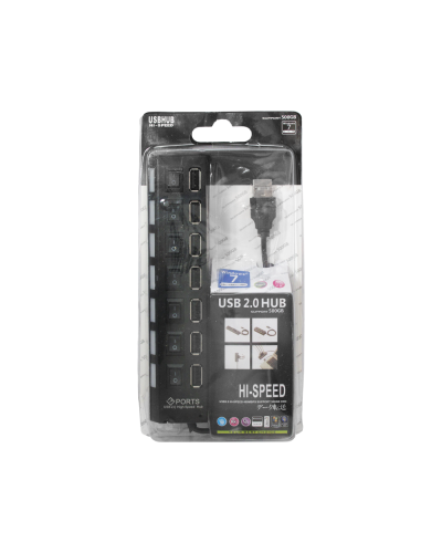 USB хъб No Brand, USB 2.0, 7 Порта, Черен - 12054