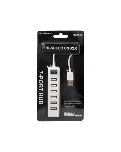 USB хъб No Brand, USB 2.0, 7 Порта, Черен - 12057