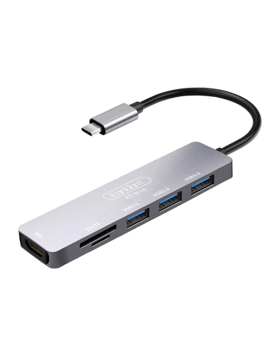 Докинг станция Earldom ET-W18, Type-C към 3xUSB 3.0, SD, MicroSD, HDMI, Сив - 40232
