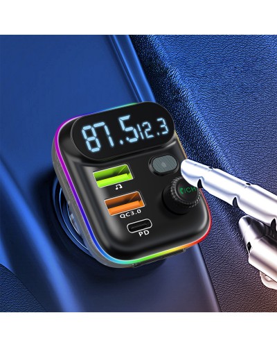 FM Трансмитер Earldom ET-M80, Bluetooth, Micro SD, USB, Type-C, PD, QC, Черен - 17774