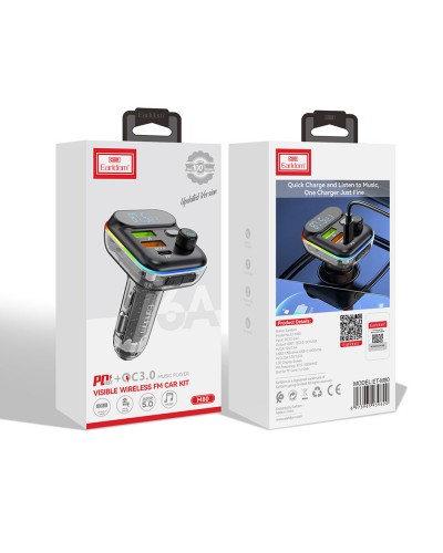 FM Трансмитер Earldom ET-M80, Bluetooth, Micro SD, USB, Type-C, PD, QC, Черен - 17774