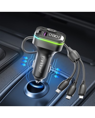 FM Трансмитер Earldom ET-M95, Bluetooth, USB, Type-C, 3.1A, С кабел 3 в 1, Черен - 17769