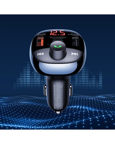 FM Трансмитер Remax Lodi RCC331, Зарядно за кола, 54.5W, Bluetooth, Черен – 40339