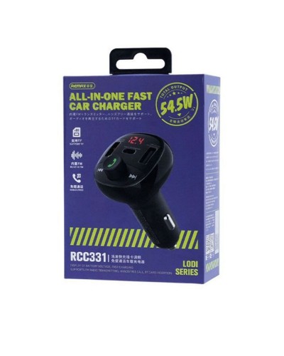 FM Трансмитер Remax Lodi RCC331, Зарядно за кола, 54.5W, Bluetooth, Черен – 40339