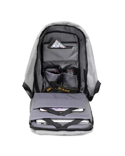 Раница за лаптоп No brand BP-01, 15.6", Сив - 45284