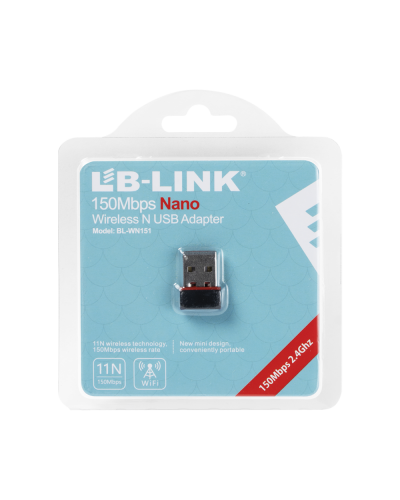 Безжичен мрежов адаптер LB-LINK BL-WN151, USB, 150Mbps, Черен - 19043