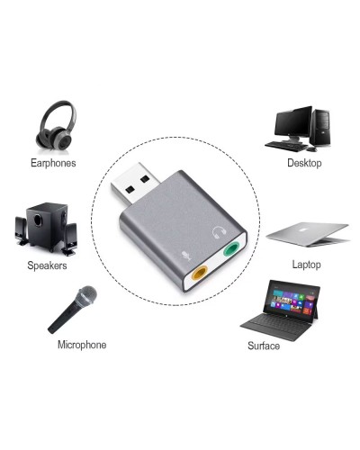 Звукова карта DeTech, USB, 7.1, Сив - 17857