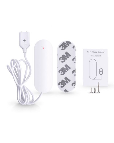 Смарт сензор No brand PST-WW002, За алармиране при наводнение, Wi-Fi, Tuya Smart, Бял - 91005