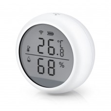 Смарт сензор No brand PST-WSD400B, За температура и влажност, LCD екран, Wi-Fi, Tuya Smart, Бял - 91010