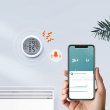 Смарт сензор No brand PST-WSD400B, За температура и влажност, LCD екран, Wi-Fi, Tuya Smart, Бял - 91010