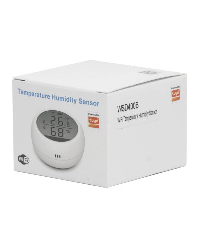 Смарт сензор No brand PST-WSD400B, За температура и влажност, LCD екран, Wi-Fi, Tuya Smart, Бял - 91010