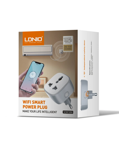 Смарт контакт LDNIO SCW1050, 220V, 10A, Wi-Fi, Tuya Smart, Бял - 40297