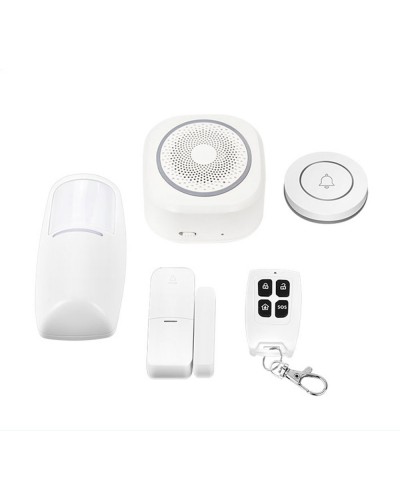 Смарт алармена система No brand PST-H3, 5в1, Wi-Fi, Tuya Smart, Бял - 91011