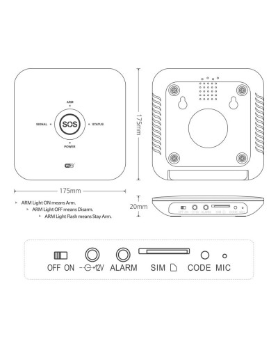 Смарт алармена система No brand PST-10GDT, 5в1, GSM, Wi-Fi, Tuya Smart, Бял - 91013
