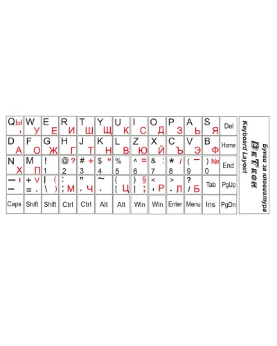 Букви за клавиатура DeTech,Кирилица и латиница, Бял - 17044