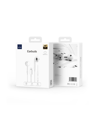 Слушалки за мобилни устройства WiWu Earbuds 302, Lightning, Mикрофон, Бял - 20732