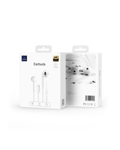Слушалки за мобилни устройства WiWu Earbuds 303, Type-C, Mикрофон, Бял - 20733