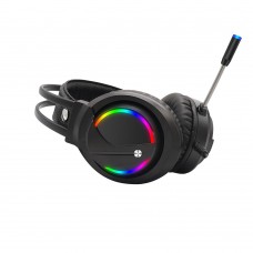 Слушалки Moveteck CT019, За компютър, Подсветка, Микрофон, USB + 3.5mm, Черен - 20516