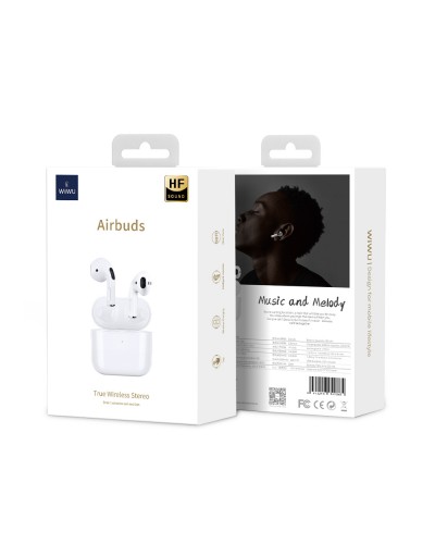Bluetooth слушалки WiWu Airbuds Lite, Бял – 20728