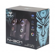 Тонколони Aula N-301, 2x3W, USB, RGB, Черен - 22185
