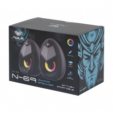 Тонколони Aula N-69, 2x3W, USB, RGB, Черен - 22183