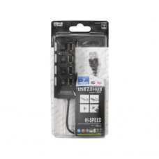USB хъб No Brand, USB 2.0, 4 Порта, Черен - 12053