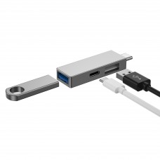 USB хъб WiWu T02 Pro, Type-C, 3 Порта, USB 3.0, Сив - 17755