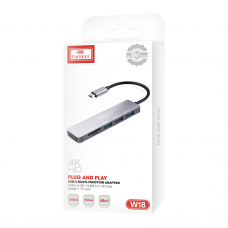 Докинг станция Earldom ET-W18, Type-C към 3xUSB 3.0, SD, MicroSD, HDMI, Сив - 40232