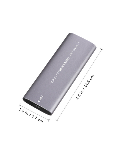 Кутия за SSD No brand SHL-R320, USB 3.1 - M.2 SATA+NVME, Сив - 17756