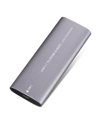 Кутия за SSD No brand SHL-R320, USB 3.1 - M.2 SATA+NVME, Сив - 17756