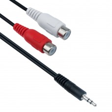 Аудио кабел DeTech 3.5 - 2RCA F, 25см  - 18215