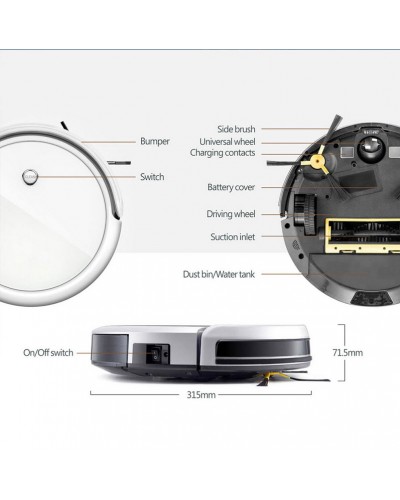 Робот прахосмукачка No brand PST-A3-C, Wi-Fi, Tuya Smart, Бял - 91042